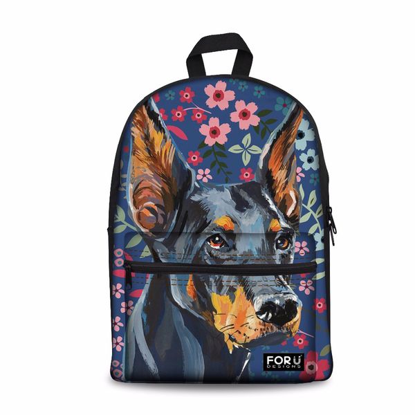 

customized doberman pattern children school bags for teenagers girls big capacity women school backpack satchel kids bookbag