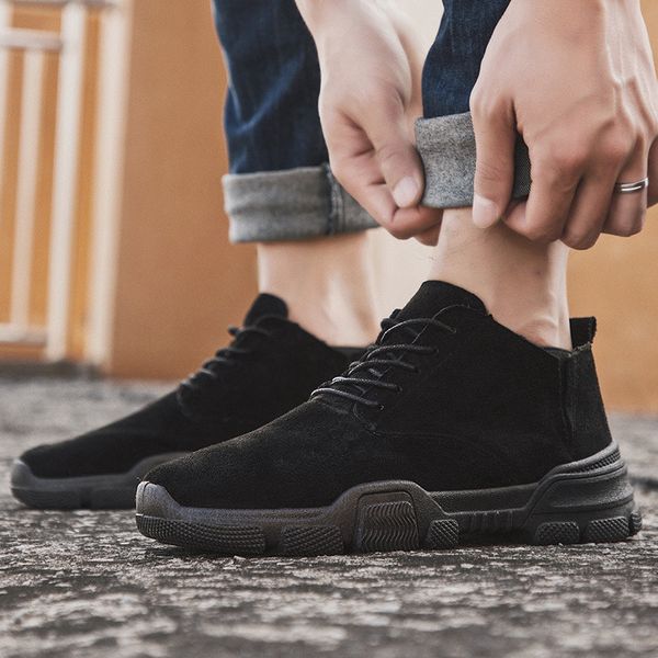 

martin boots mens autumn warm shoes british wind boots mens snow work clothes high shoes large size, Black