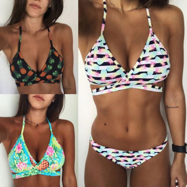 

2020 new bikini set women swimwear bandage swimsuit fruit printed women bathing suit beachwear swimming suit