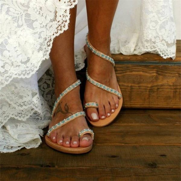 

shoes fashion women's crystal pearl flat-soled casual sandals new summer lady sandals bohemia comfortable ladies shoes, Black