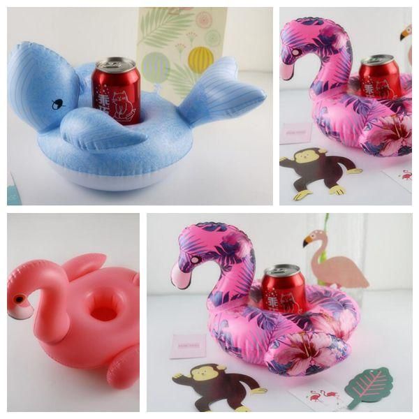 

flamingo cup holders whale floating inflatable drink can holder stand portavasos de piscina pool toys event party pool cup holders