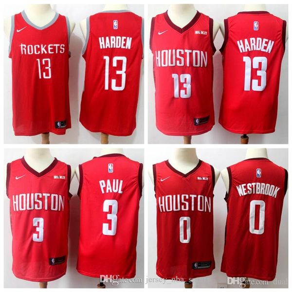 

mens houston rockets new city red edition jersey 13 james harden 0 russell westbrook basketball vintage jerseys, Black;red