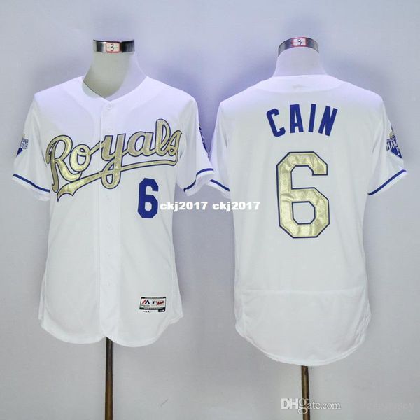 

2016 new men's 6 lorenzo cain color white blue gray retro jerseys 01, Blue;black