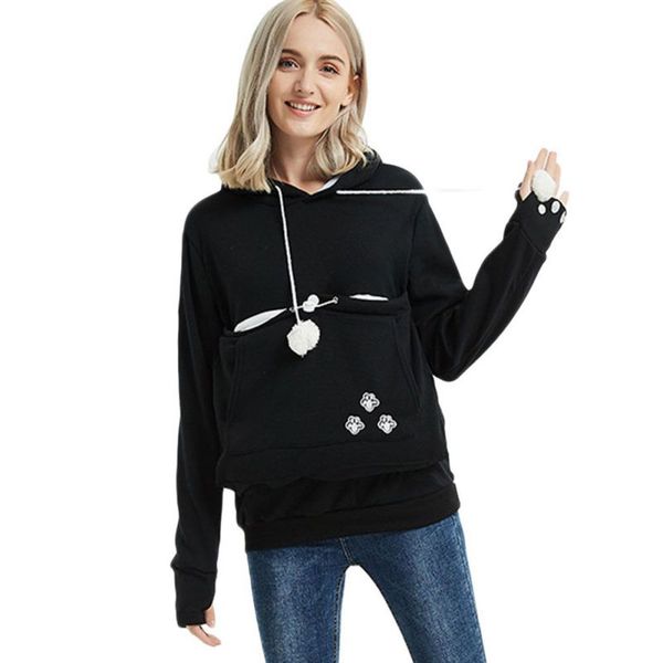 

2019 pet pocket sweatshirts hoodie dog pet pullovers sweatshirt pocket animal ear hooded, Black
