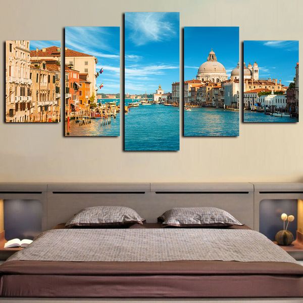 

5 panels canvas wall art venice italy landscape water city poster pictures paintings giclee prints and posters on canvas oil paintng artwork