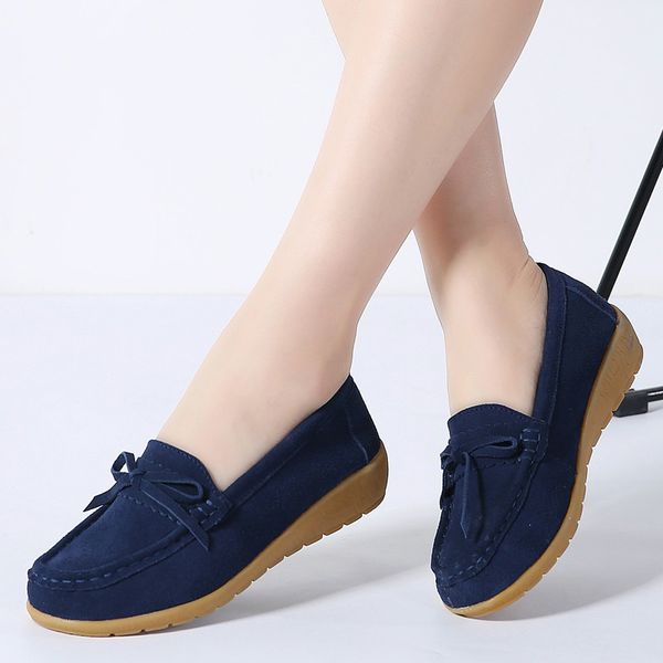 

2020 autumn women ballet flats shoes women slip on loafers genuine leather flats ladies oxford slip on shoes moccasins, Black