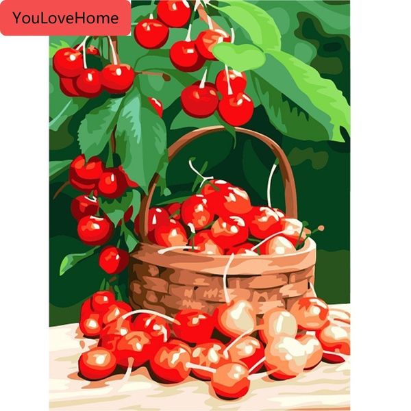 

abstract oil painting cherry painting by numbers fruit paint canvas picture diy hand painted modern diy picture