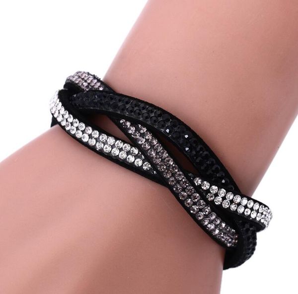 

leather bracelets crystal rinestone, Golden;silver