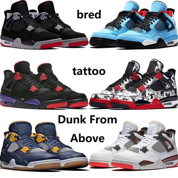 

bred 4 4s basketball shoes mens green grow cavs white cement oreo tatoo fire red fashion luxury designer men shoes us7-13