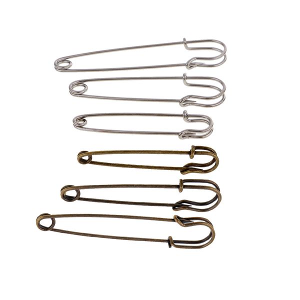 

6 pieces 3 sizes heavy duty stainless steel safety pins for blankets skirts crafts, Black