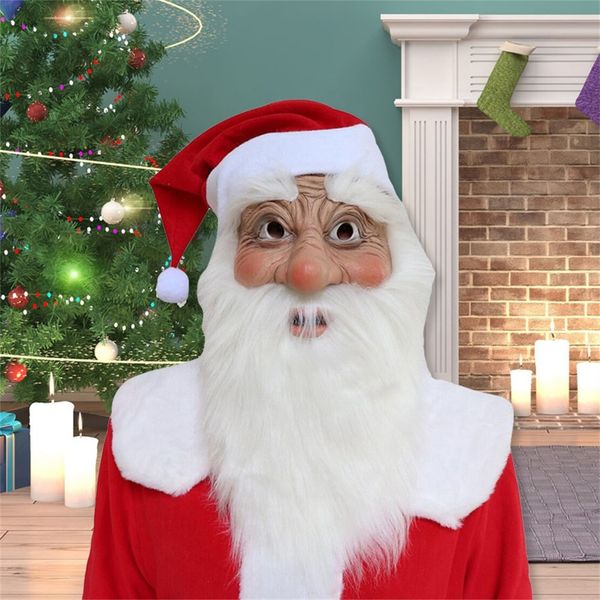 

santa claus mask latex soft white beard funny party mask christmas cosplay party costume supply fancy costume accessories