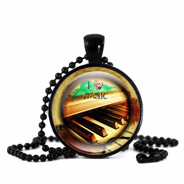 

piano time gemstone pendant necklace music jewelry sweater chain handmade jewelry music accessories