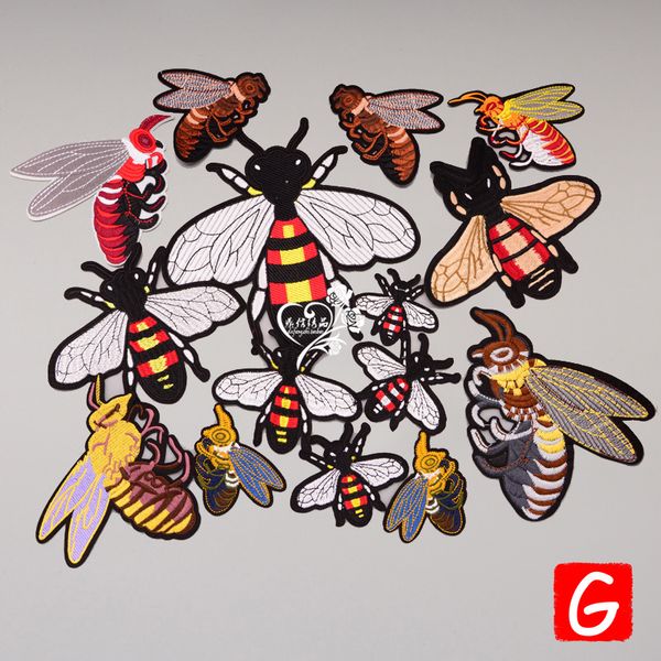 

gugutree embroidery big bee patch animal patches badges applique patches for clothing dx-6, Black
