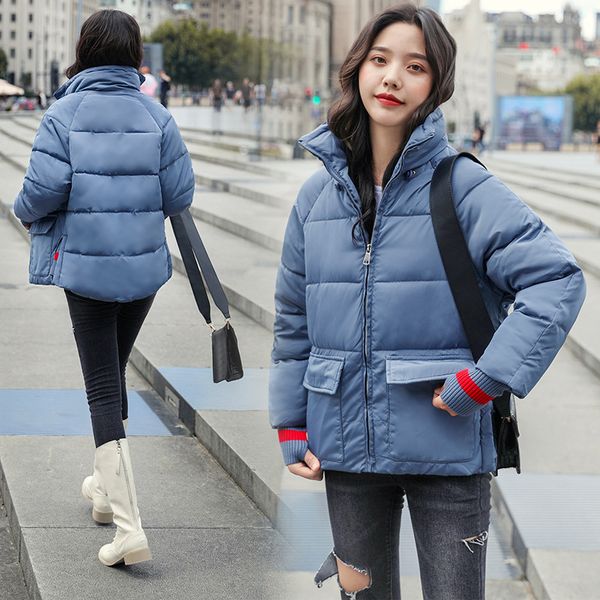 

women's down & parkas women winter korean of the self-cultivation stand collar warm stitching thread gloves sleeves thick cotton y066, Black