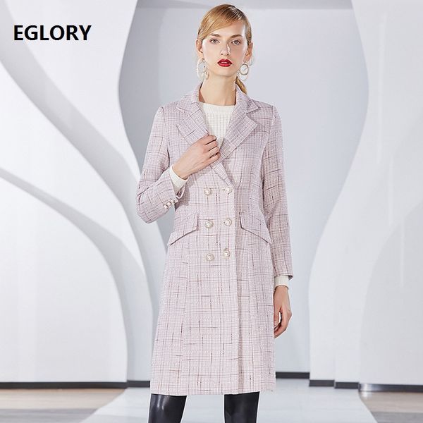 

wool jacket 2018 autumn winter fashion wool long blazer jacket women vintage plaid blend coat outerwear casaco feminino, Black