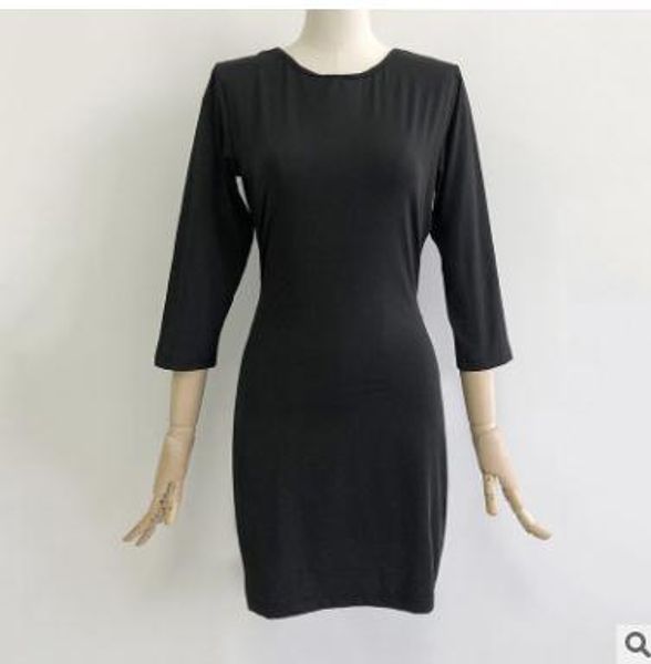 

cross-border selling new black seven-sleeve backpack buttock dress, one-step skirt with bare back and elastic bow design knitted round c, Black;gray