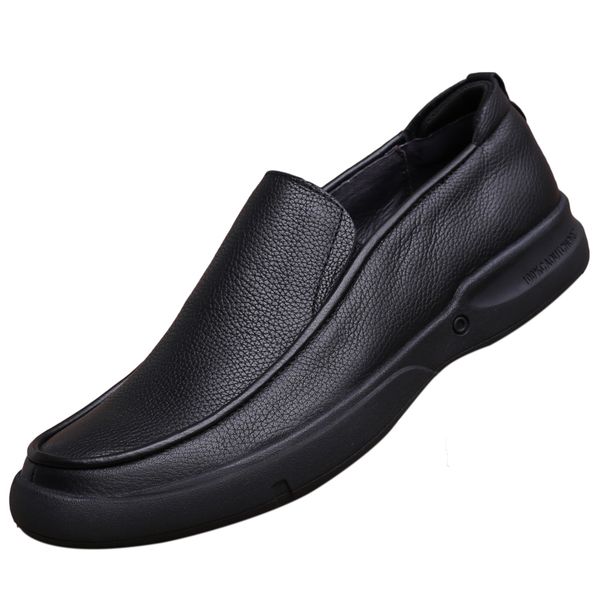 

2020 casual men's genuine leather shoes british style leisure loafer shoes soft bottom wear-resistant comfortable 40-44, Black