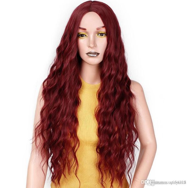 

я это парик синтетический красный черный темно-коричневый и ombre светлые волосы длинные парики для женщин бесплатная доставка, Black