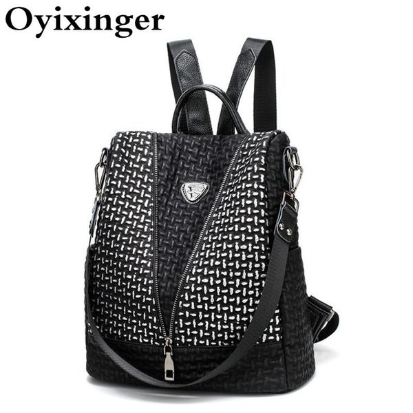 

women genuine leather both shoulders backpack school bags for teenage girls trend v form woman backpack anti theft mochila 2020