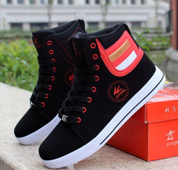 

new men high shoes mens hip-hop casual shoes new fashion breathable comfortable light lace high men, Black