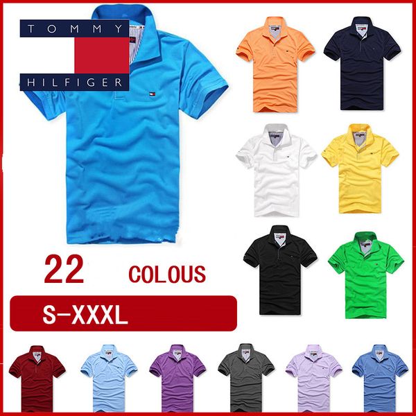 

19ss summer fashion design tommy tag clothing men fabric letter polo t-shirt turn-down collar t shirt tee shorts polo shirt, White