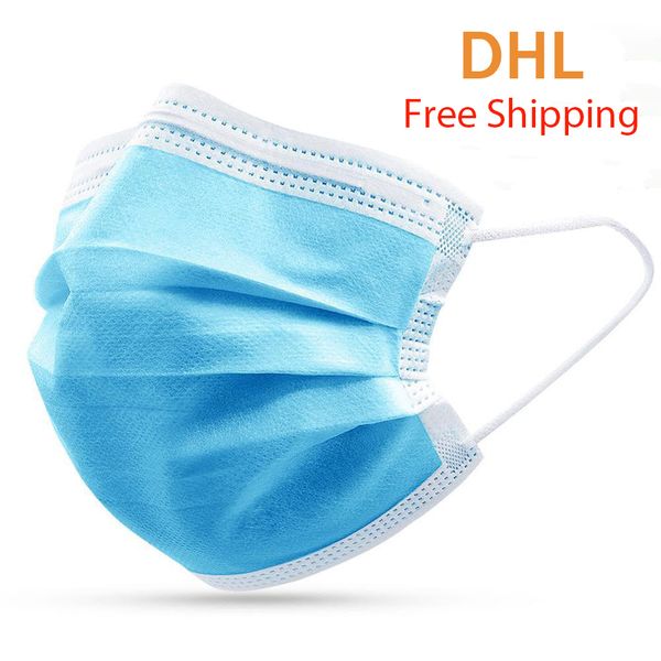 

dhl бесплатная доставка одноразовые маски для лица одноразовые 3 слоя пылезащитная маска для лица защитная крышка маски для лица набор антип