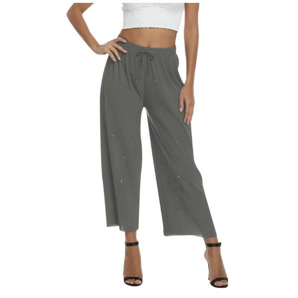 

women's pants & capris leisure personality sparkling casual lace up loose super elastic large trousers, Black;white