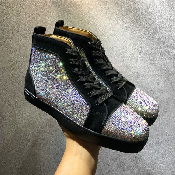 

with box 2020 red bottoms shoes for mens women size 5-13 designer platform flat casual shoes red bottom fashion trainers sneakers eur 47, Black