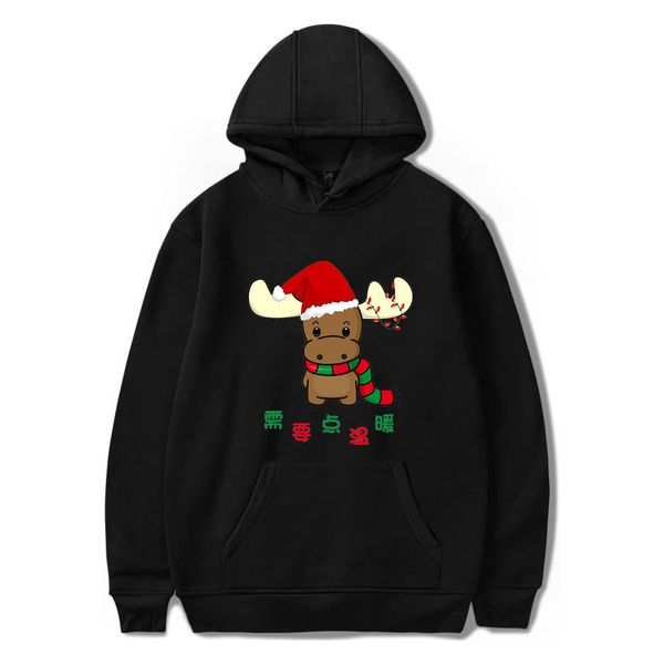 

christmas hoodies fashion men women hooded 3d printed sweatshirts boy girl casual xmas pullovers, Black