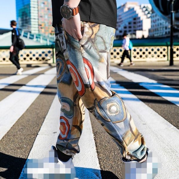 

2020 новая осень mens sweatpants мода печать hip hop брюки мужской streetwear повседневный сыпучие fit шаровары плюс размер 36-46, Black