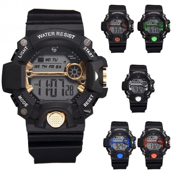 

new simple men watch unique digital outdoor watch male wrist electronic sport watches clock waterproof business wrist clock, Slivery;brown