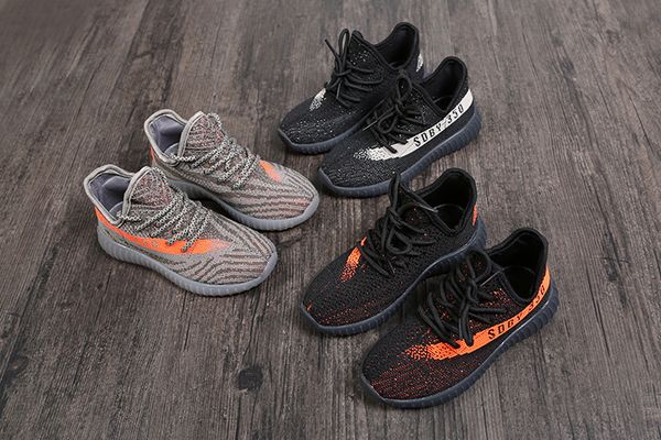 

new kids running designer shoes sneakers baby toddler kanye west run shoes infant children boys girls chaussures eu size 26-35, Black