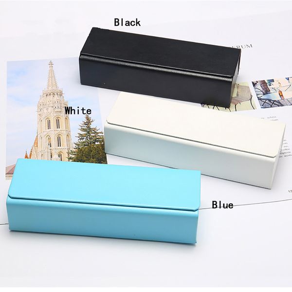 

new white stripe square glasses box with magnetic cover between cortex new leather striped glasses case square magnet flip, Silver
