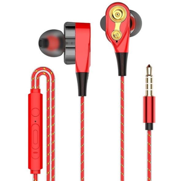 

wired earphone high bass dual drive stereo in-ear earphones with microphone computer earbuds for cell phone