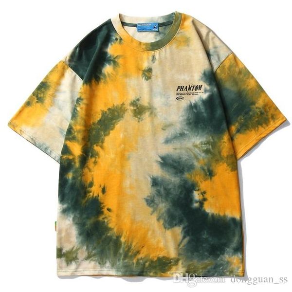 

2020 tie-dye футболка мужчины хип-хоп толстовка harajuku tee топы лето мужской хип-хоп с коротким рукавом уличная мода повседневные топы, White;black