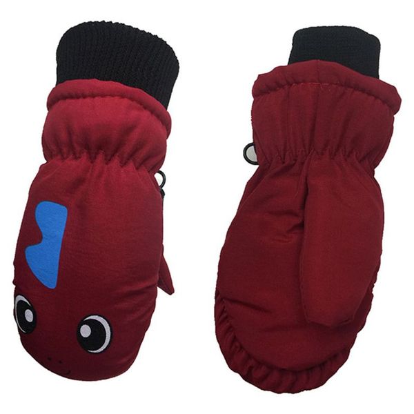 Kids Thick Lined Warm Gloves Cartoon Dinosaur Printed Waterproof Windproof HOT