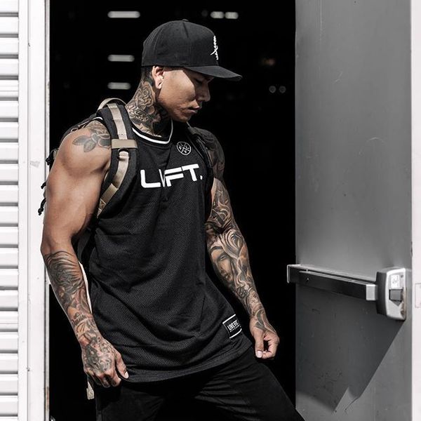 

855 sports and leisure men's quick-drying vest fitness basketball vest stitching muscular sportsman fashion fitness clothes, White;black