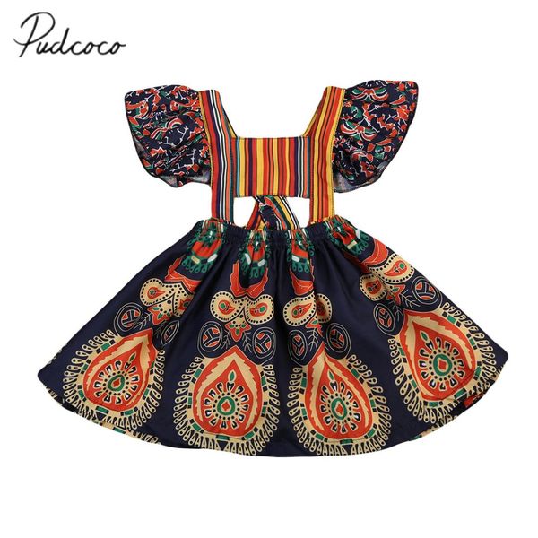 

pudcoco 2019 новинка boho toddler baby kids girls лето цветочные спинки платье пляжные платья одежда 1-6y, Red;yellow