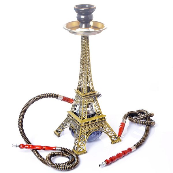 En yeni nargile shisha 40cm yükseklik Paris Eyfel Kulesi Şekli sigara borusu iki hortum kiti seti yenilikçi tasarım narguil sheesha narghile