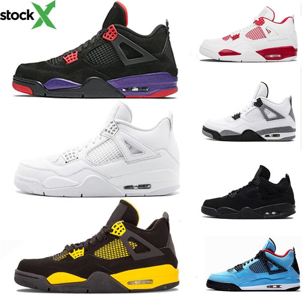 

4 4s basketball shoes for men pure money royalty white cement raptors black cat bred fire red mens trainers sports sneakers size 8-13