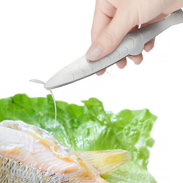 Pinze a forma di pesce a lisca di pesce in acciaio inossidabile Forniture da cucina Pinze per spiumatura Gadget Remover Morsetti per pinne di squalo