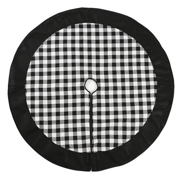

1pc new black plaid christmas tree skirt 120cm round tree bottom apron dress up carpet christmas new year scene decorations