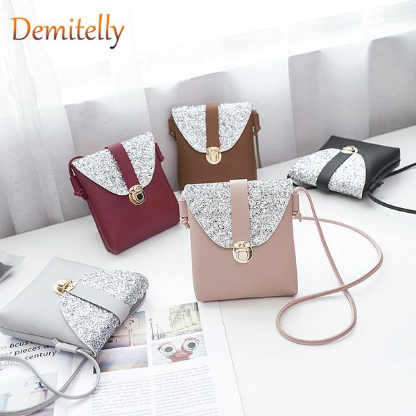 

wild lady one-shoulder clutch bag casual bag cover lock messenger coin purse sequin female design female small square