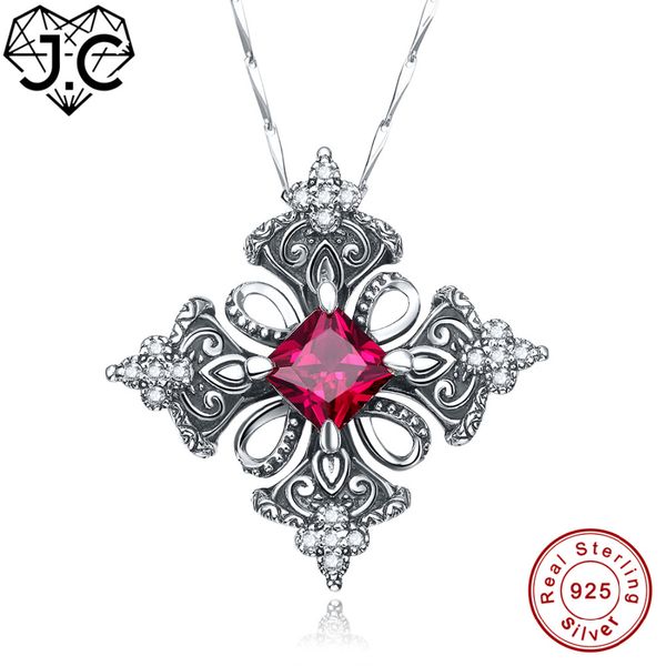 

j.c charm ruby spinel & blue z princess cut 925 sterling silver necklace fine jewelry for women/girlfriend wedding pendant