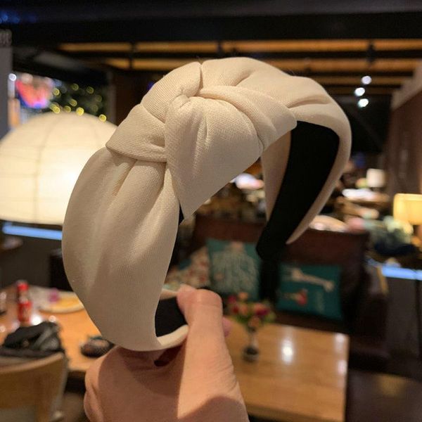 

sponge tie bow bands for women solid accessories hairband hairpin head hoop knot hair headband gumki do wlosow dla dzieci, Brown