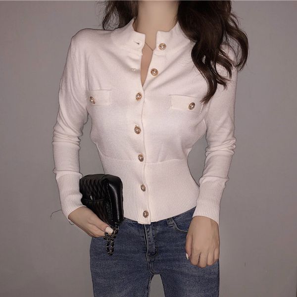 

2018 winter long sleeve short cardigan women fashion long sleeve shirt knitted cardigans lady white knitted coat female knitwear, White;black