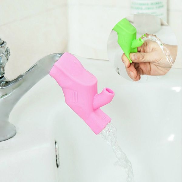 

1pc dual purpose candy color high elastic silicone faucet extender water saving kitchen faucet accessories 3d