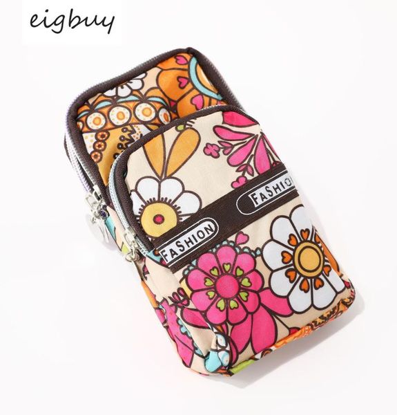 

2020 мода мобильный телефон сумка спорт милый холтер кошелек мужская и женская трехслойная молния водонепроницаемый цветочный принт запястье