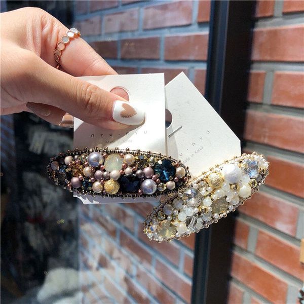 

2019 pearl rhinestone hair clips for girls hair accessories women geometric hairpins headwear barrettes