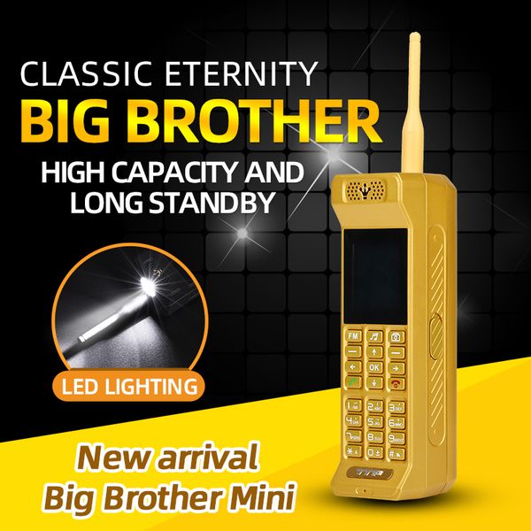 Luxo Classic Mini Retrô Telefones Celulares Dourados Alto-falante Brilhante Flashligh PowerBank Fast Dial Magic Voice Changer Bluetooth Telefone Celular